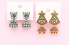 Women's Designer Gold & Silver-Tone Fancy Jhumka Earrings Set, Pack of 2, Pack of 2, Pack of 2