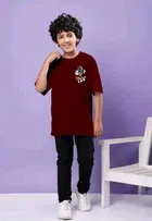 Cotton Blend Printed T-shirt for Boys, Maroon 