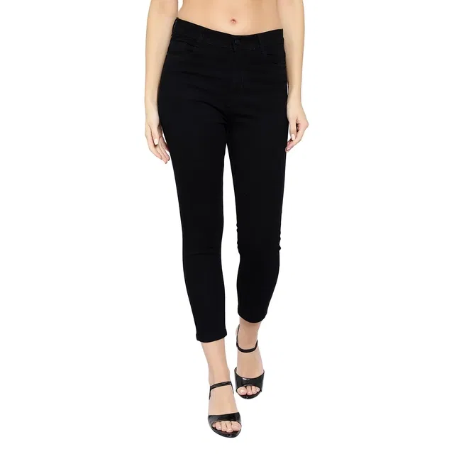 Cotton Blend Jeans for Women, Black (30)