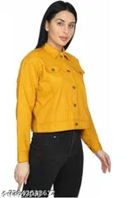 Denim Jacket for Women (Yellow, M)