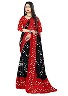 Georgette Printed Saree for Women, Black 