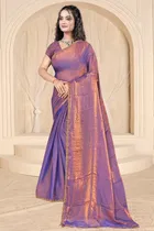 Satin Solid Saree for Women, Lavender 