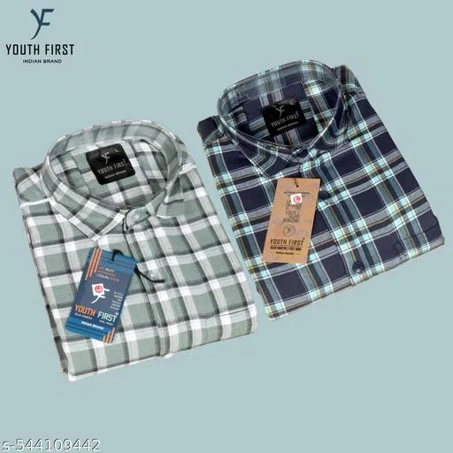 Cotton Blend Printed Shirt for Men, Multicolor, Pack of 2 (XL)
