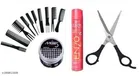 Combo of Scissor, Enzo Hair Spray, Hair Wax & 10 Pcs Salon Hair Comb (Black, Set of 13)