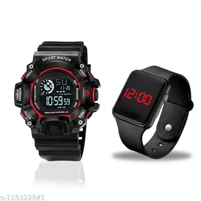 Digital Watch for Men (Multicolor, Set of 2)