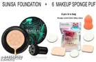 Combo of Sunisa Foundation with 6 Pcs Makeup Blenders 