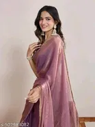 Satin Solid Saree for Women, Purple 