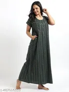 Satin Soft & Attractive Nightdress for Women & Girls , Green 