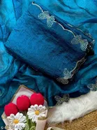 Silk Printed Saree for Women, Blue 