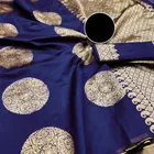 Litchi Silk Zari Woven Saree for Women, Navy Blue 