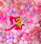 Barbie Theme 2nd Birthday Balloon Decoration Kit For Kids, Multicolor, Pack Of 78
