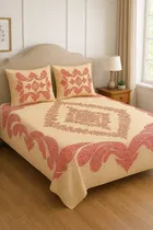 KC Jaipuri Cotton King Bedsheeet Abstract Printed 90x108in Coral
