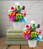 Plastic Artificial Flowers, Multioclor, Pack of 2