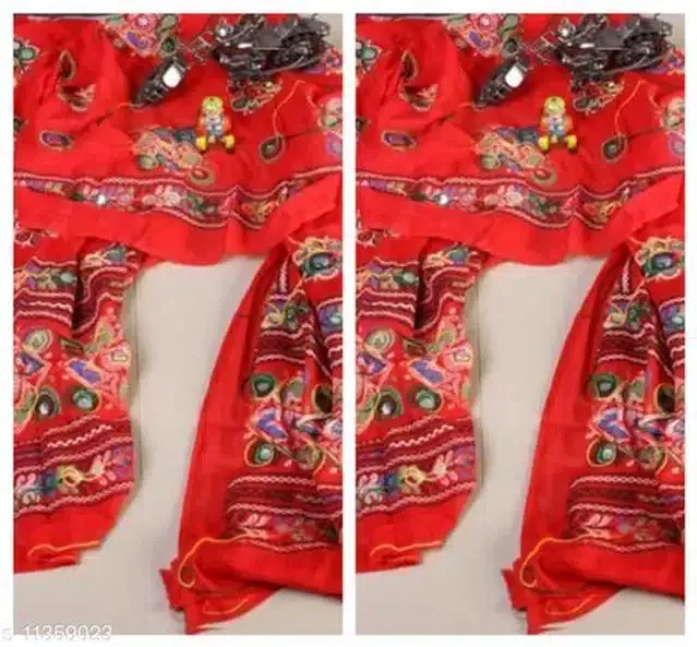 Cotton Dupatta for Women (Red, 2.25 m) (Pack of 2)