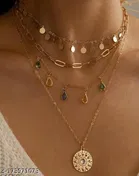 Trendy Urbanic Layered Minimal Necklace With Stone for Girls And Women