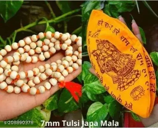 Tulsi Mala with Japa Bag for Men (White, Pack of 2)