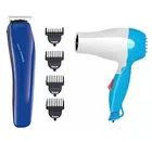Professional Cordless Hair & Beard Trimmer with Hair Dryer (1000 W) (Multicolor, Set of 2)