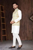 Cotton Button Kurta Set for Men 