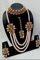 Elegant Alloy & Pearl Jewellery Set