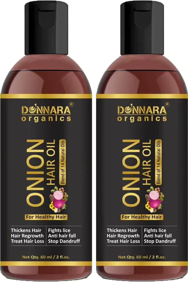 Donnara Organics Onion Oil for Hair Regrowth (Pack of 2, 60 ml)