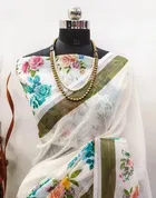 Linen Printed Saree for Women 