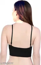 Viscose Spandex Sports Bra for Women, Black 