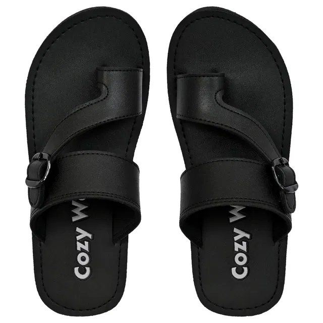 Cozy Wear Flipflops for Men (Black, 8)