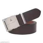 Brown Genuine PU Belt Featuring an Automatic Slider Buckle for Men
