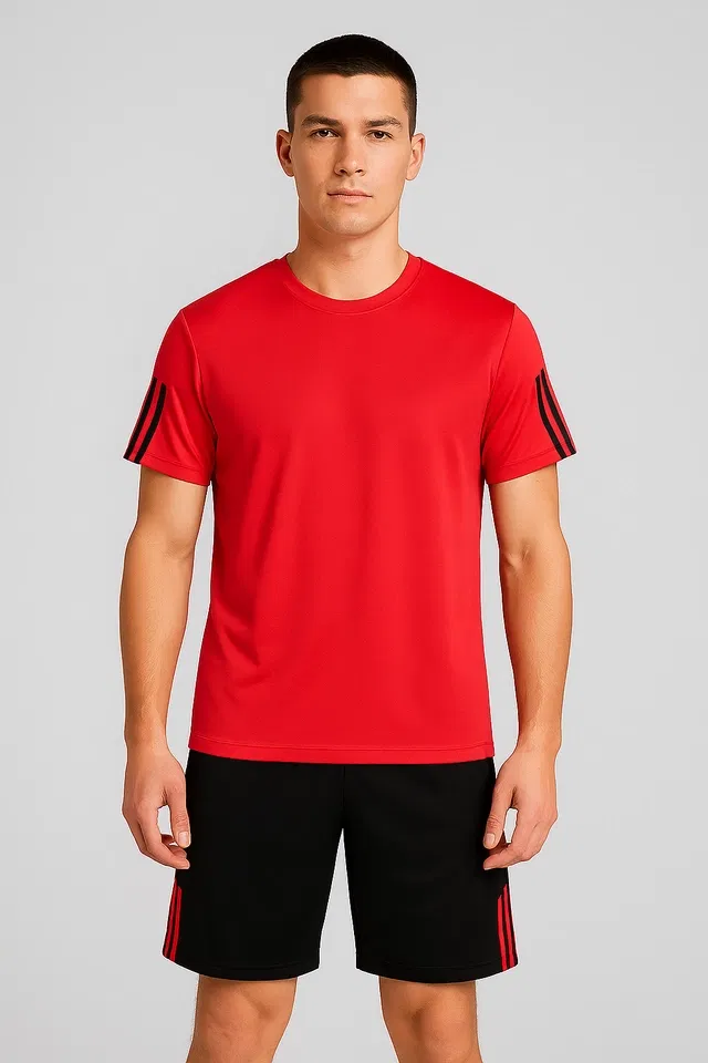 Stripes tracksuit for men (Red & Black, XXL)