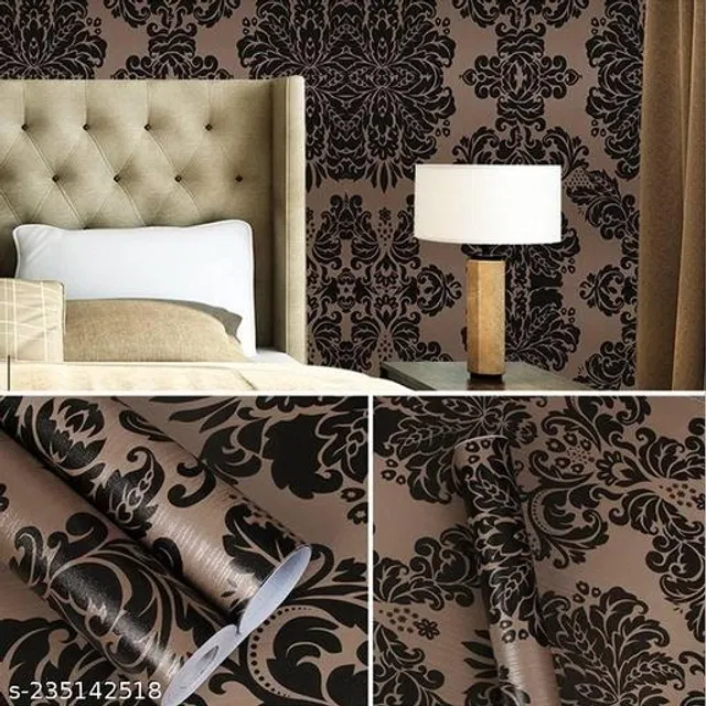 Bliss Vinyl Wallpaper for Home (Brown, 45x250 cm)