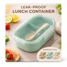 Plastic bento-style lunch boxes with spoon. Assorted Any 1 Colour