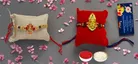Metal 2 Pcs Rakhi with Greeting card, Roli 