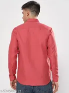 Cotton Blend Solid Shirts for Men, Pink 