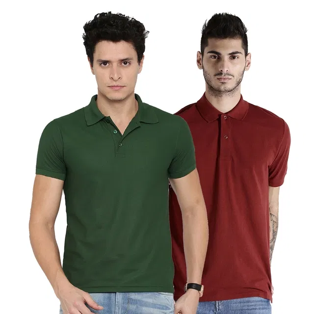 Polo Tshirts for Men, Pack of 2 (Multicolor, L)