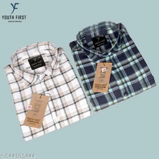 Cotton Blend Checked Shirts for Men, Multicolor (XL)