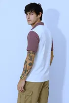 Polo Neck Colorblocked T-Shirt for Men, Purple 