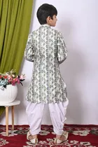 Dupion Silk Printed Kurta with Dhoti for Boys, Multicolor 