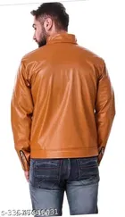 Synthetic Leather Full Sleeves Solid Jacket for Men 
