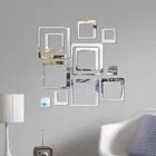 Mirror Sticker Square Shape for Home 12pcs silver