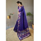 Litchi Silk Woven Design Saree for Women, Blue 