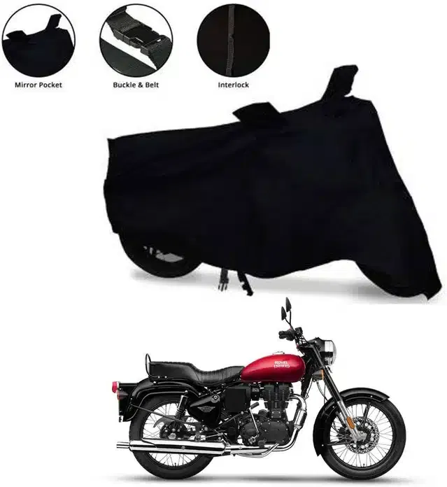 Waterproof & UV Protection Polyester Full Body Cover for Royal Enfield Bullet (Black)