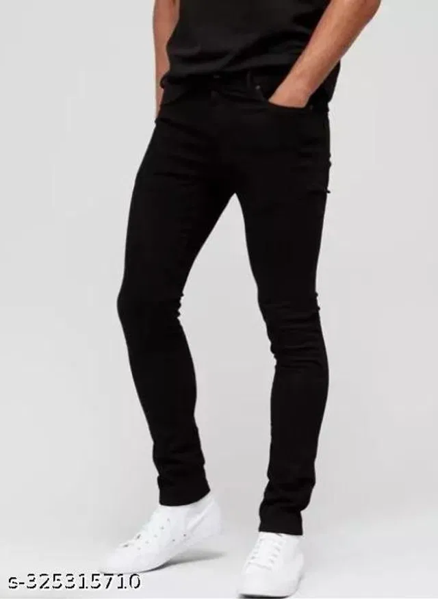 Denim Slim Fit Jeans for Men (Black, 28)