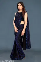 Lycra Sequence Saree for Women 