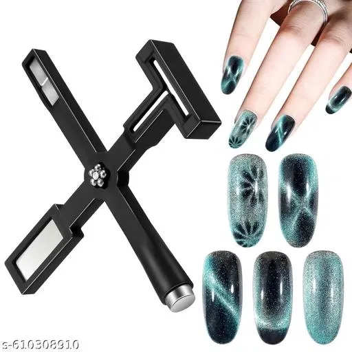 5 in 1 Nail Magnet Tool, Magnet Stick 3D Magnetic Eye Gel Polish, Nail Art Magnetic, Multi-Function Magnetic Stick for Nail Salon Home DIY (Black)