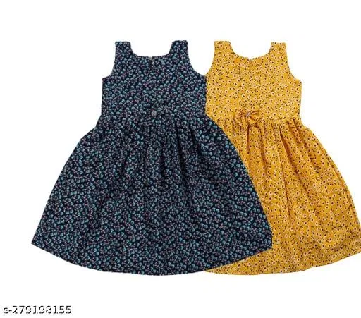 Pack Of 2 Frocks & Dresses for Girls (Navy Blue, 9-10 Years)