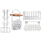 Stainless Steel Cup Stand & Plate Stand with Chakla Belan Stand & Utensil Holder 