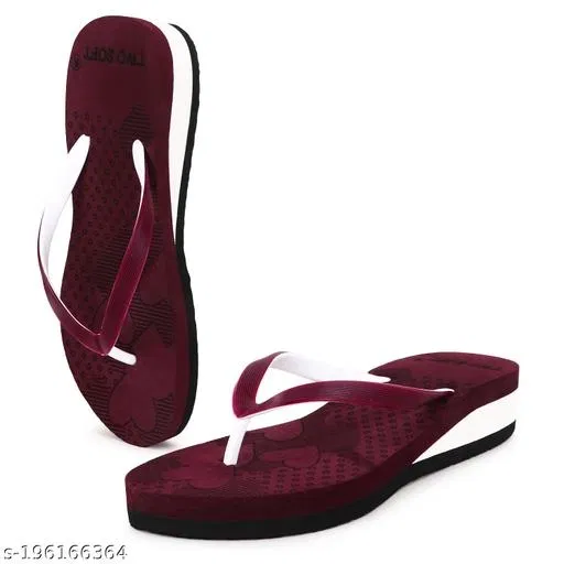 Twosoft Flip-flops for Women (Maroon, 8)