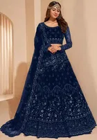 Net Embroidred Semi Stiched Lehenga Choli for Women 