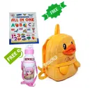 Combo of Fabric School Bag, Water Bottle with All in One Book for Kids 