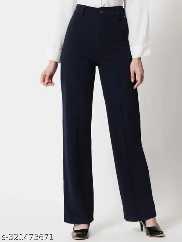 Cotton Blend Trouser for Women (Black, 34)